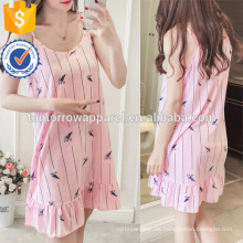 Mehrfarbige Rüschen Spaghetti Strap Printed Sleepwear Kleid Sommer Pyjamas Herstellung Großhandel Mode Frauen Bekleidung (TA0003P)